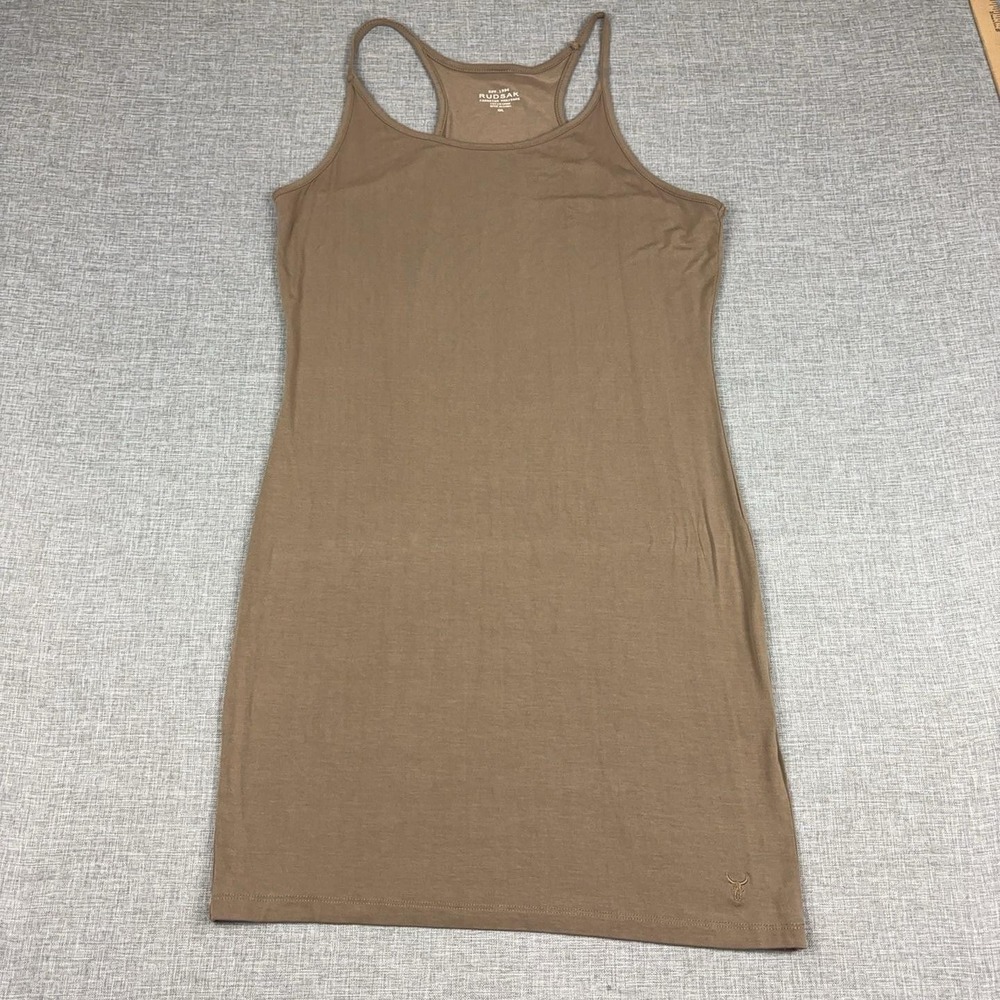 RUDSAK Canadian Heritage Tank Dress Womens L Brown Racerback Stretch Bull Logo